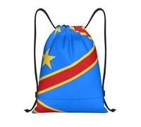 ZHAOUR Sac de gym avec cordon de serrage - Motif drapeau du Congo - Sac à dos pour yoga, danse, voyage et plus encore - Bretelles réglables, Noir , M
