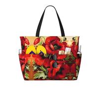 ZHAOUR Sac de voyage de plage imprimé Brésil de grande capacité, léger, parfait pour les vacances, le camping et une utilisation quotidienne, Belle fleur de coquelicot rouge., Taille unique