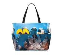 ZHAOUR Sac de voyage de plage imprimé tortue de grande capacité - Léger - Parfait pour les vacances, le camping et une utilisation quotidienne, Dauphin qui vous regarde, Taille unique