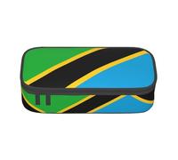 ZHAOUR Trousse à crayons avec motif Beach Stone Full-Print - Organiseur multifonction - Tissu Oxford durable - Plusieurs compartiments, Drapeau Tanzanie, Taille unique, Cartable