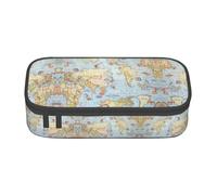 ZHAOUR Trousse à crayons avec motif chameau sable du désert - Organiseur multifonction - Tissu Oxford durable - Plusieurs compartiments, motif carte du monde, Taille unique, Cartable