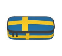 ZHAOUR Trousse à crayons avec motif drapeau suisse - Organiseur multifonction - Tissu Oxford durable - Plusieurs compartiments, Drapeau suédois, Taille unique, Cartable
