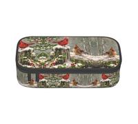 ZHAOUR Trousse à crayons avec oiseaux rouges et branches de houx et baies - Organiseur multifonction - Tissu Oxford durable - Plusieurs compartiments, Branches de houx et baies rouges, Taille unique