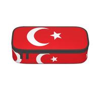 ZHAOUR Trousse à crayons avec oiseaux rouges et branches de houx et baies - Organiseur multifonction - Tissu Oxford durable - Plusieurs compartiments, Drapeau de la Turquie, Taille unique, Cartable