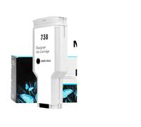 ZHAOXCAIN Cartouche d'encre 300ML Compatible Compatible avec DesignJet T850 T950, Compatible avec l'encre entièrement pigmentée 738 738XL 498N8A 676M6A 676M7A 676M8A(MBK 300ml (Pigment))