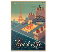 Zhaoyangeng France Paris Ville Voyage Toile Affiche Attractions Touristiques Vintage Toile Café Salle Bar Décor À La Maison Mur Photo-50X70 Cm Sans Cadre