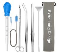 Zhaoyao Kit de paysage d'aquarium extra long de 38 cm, outil 6 en 1 en acier inoxydable pour plantes aquatiques, pinces, ciseaux, spatules pour nettoyer les aquariums, ensembles d'outils de paysage