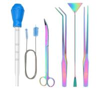 Zhaoyao Kit de paysage d'aquarium extra long de 38 cm, outil 6 en 1 en acier inoxydable pour plantes aquatiques, pinces, ciseaux, spatules pour nettoyer les aquariums, ensembles d'outils de paysage