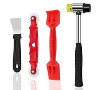 Zhaoyao Kit d'outils de vitrage de fenêtre, 4 outils de vitrage robustes, marteau multifonction en alliage, rouleau de fenêtre rouge, pelle en plastique pour fenêtres, portes