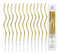 ZHAOYCSH 36 Pièces Bougies d'anniversaire Torsadées en Or - Bougies Spirale pour Gâteau avec Supports Métalliques, Décoration Élégante pour Cupcakes, Fêtes de Mariage et Anniversaires