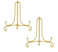 ZHAOYCSH Présentoir en Fer, 2 Pièces Chevalets Porte-Assiette Décoratifs 4 Pouces Or - Support Multifonction pour Cadres Photos, Recettes, Assiettes Décoratives, Cartes Postales, Livres et Médailles