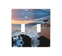 ZhaoYuGoods Beach Maui Hawaii Sunset Sea Waves Clouds Plaque murale imprimée double interrupteur à bascule 11,4 cm x 11,4 cm Plaque décorative en polycarbonate pour la maison et le bureau