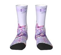 ZhaoYuGoods Chaussettes colorées et amusantes pour adultes pour homme et femme, magnifiques motifs papillons violets imprimés, chaussettes chaudes unisexes, blanc, Taille unique