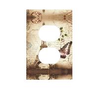 ZhaoYuGoods Couvercles de prise de courant décoratifs pour interrupteur vintage Paris Tour Eiffel Papillon Imprimé Plaques murales durables Plaque murale électrique 12,5 x 8 cm