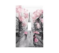 ZhaoYuGoods Couvercles de prise d'interrupteur décoratifs, rue de Paris Tour Eiffel rose imprimé floral plaques murales durables Plaque murale électrique 12,5 x 8 cm