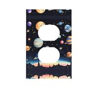 ZhaoYuGoods Couvercles de prise d'interrupteur décoratifs, Saturne Jupiter Earth imprimés, plaques murales durables, plaque murale électrique, 12,5 x 8 cm