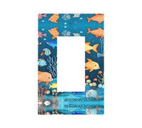 ZhaoYuGoods Couvercles décoratifs pour interrupteur - Bleu - Monde sous-marin de poissons - Plaques murales durables - Plaque murale électrique - 12,5 x 8 cm