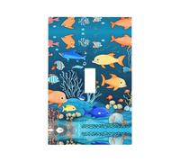 ZhaoYuGoods Couvercles décoratifs pour interrupteur - Bleu - Monde sous-marin de poissons - Plaques murales durables - Plaque murale électrique - 12,5 x 8 cm
