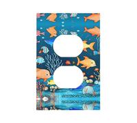 ZhaoYuGoods Couvercles décoratifs pour interrupteur - Bleu - Monde sous-marin de poissons - Plaques murales durables - Plaque murale électrique - 12,5 x 8 cm