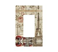 ZhaoYuGoods Couvercles décoratifs pour interrupteur de prise de courant Motif carte postale vintage Paris Plaque murale 12,5 x 8 cm