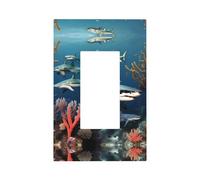 ZhaoYuGoods Couvercles décoratifs pour interrupteur, requins sous la mer, plaques murales durables, plaque murale électrique, 12,5 x 8 cm
