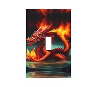ZhaoYuGoods Couvercles décoratifs pour interrupteur - Roi dragon dans le feu - Plaques murales durables - Plaque murale électrique - 12,5 x 8 cm