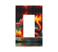 ZhaoYuGoods Couvercles décoratifs pour interrupteur - Roi dragon dans le feu - Plaques murales durables - Plaque murale électrique - 12,5 x 8 cm