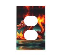 ZhaoYuGoods Couvercles décoratifs pour interrupteur - Roi dragon dans le feu - Plaques murales durables - Plaque murale électrique - 12,5 x 8 cm