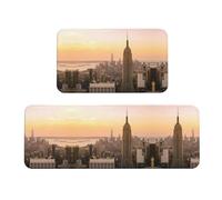 ZhaoYuGoods Empire State Building Lot de 2 tapis de cuisine antidérapants pour protection du sol, tapis de cuisine lavable et confortable pour un usage domestique, 43 cm x 75 cm + 43 cm x 120 cm