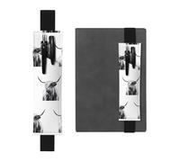ZhaoYuGoods Highland Cattle Porte-stylo avec bande élastique | Pochette à stylo réglable | Joli porte-stylo en cuir, Noir , Taille unique