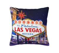 ZhaoYuGoods Housse de coussin décorative, imprimé ville nocturne de Las Vegas, design double face, polyester