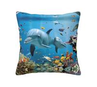 ZhaoYuGoods Housse de coussin décorative, motif mignon dauphin qui vous regarde, design double face, polyester