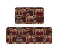 ZhaoYuGoods Lodge Bear Lot de 2 tapis de cuisine antidérapants pour protection du sol, lavables et confortables pour un usage domestique, 43 cm x 75 cm + 43 cm x 120 cm