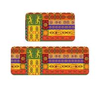 ZhaoYuGoods Lot de 2 tapis de cuisine à motifs nationaux africains, tapis de cuisine antidérapants pour protection du sol, tapis lavable et confortable pour usage domestique, 43 cm x 75 cm + 43 cm x