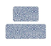 ZhaoYuGoods Lot de 2 tapis de cuisine motif mauvais yeux, tapis de cuisine antidérapant pour protection du sol, tapis lavable et confortable pour un usage domestique, 43 cm x 75 cm + 43 cm x 120 cm