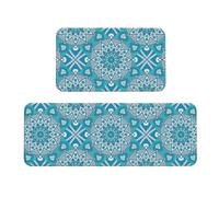 ZhaoYuGoods Lot de 2 tapis de cuisine vintage à motif mandala et fleurs, tapis de cuisine antidérapants pour protection du sol, tapis lavable et confortable pour usage domestique, 43 cm x 75 cm + 43