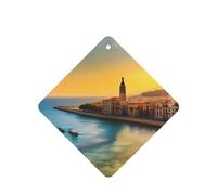 ZhaoYuGoods Lot de 6 cartes désodorisantes de voiture Sunset in Barcelona Lavande pour homme et femme - Décoration parfumée à suspendre pour miroir de voiture, maison, placard