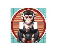 ZhaoYuGoods Plaque murale avec impression de singe silencieux, double interrupteur à bascule, couvercle de sortie 2 interrupteurs 11,4 cm x 11,4 cm, plaque décorative en polycarbonate pour la maison
