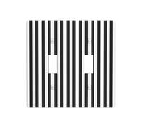 ZhaoYuGoods Plaque murale imprimée à rayures noires et blanches, double interrupteur à bascule, couvercle de sortie 2 interrupteurs 11,4 cm x 11,4 cm, plaque frontale décorative en polycarbonate pour