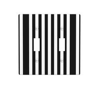 ZhaoYuGoods Plaque murale imprimée à rayures noires et blanches, double interrupteur à bascule, couvercle de sortie 2 interrupteurs 11,4 cm x 11,4 cm, plaque frontale décorative en polycarbonate pour