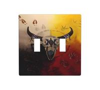 ZhaoYuGoods Plaque murale imprimée amérindienne, double interrupteur à bascule, couvercle de sortie 2 interrupteurs 11,4 cm x 11,4 cm, plaque décorative en polycarbonate pour la maison et le bureau