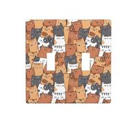 ZhaoYuGoods Plaque murale imprimée chats oranges, double interrupteur à bascule, couvercle de sortie 2 interrupteurs 11,4 cm x 11,4 cm, plaque frontale décorative en polycarbonate pour la maison et le