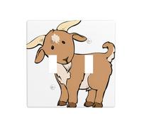 ZhaoYuGoods Plaque murale imprimée chèvre marron, double interrupteur à bascule, couvercle de sortie 2 interrupteurs 11,4 cm x 11,4 cm, plaque frontale décorative en polycarbonate pour la maison et le