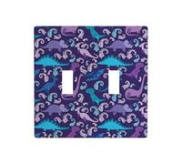 ZhaoYuGoods Plaque murale imprimée dinosaure de dessin animé, double interrupteur à bascule, couvercle de sortie 2 interrupteurs 11,4 cm x 11,4 cm, plaque frontale décorative en polycarbonate pour la