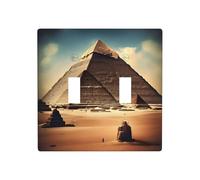 ZhaoYuGoods Plaque murale imprimée Dreaming of The Pyramids of Khufu, double interrupteur à bascule, couvercle de sortie 2 interrupteurs 11,4 cm x 11,4 cm, plaque frontale décorative en polycarbonate