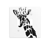 ZhaoYuGoods Plaque murale imprimée girafe noire et blanche, double interrupteur à bascule, couvercle de prise de courant 2 interrupteurs 11,4 cm x 11,4 cm, plaque décorative en polycarbonate pour la