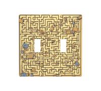 ZhaoYuGoods Plaque murale imprimée labyrinthe au trésor - Double interrupteur à bascule - 2 interrupteurs - 11,4 cm x 11,4 cm - Plaque décorative en polycarbonate pour la maison et le bureau