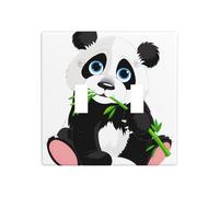 ZhaoYuGoods Plaque murale imprimée panda mignon, double interrupteur à bascule, couvercle de sortie 2 interrupteurs 11,4 cm x 11,4 cm, plaque frontale décorative en polycarbonate pour la maison et le