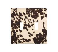 ZhaoYuGoods Plaque murale imprimée peau de vache marron, double interrupteur à bascule, couvercle de sortie 2 interrupteurs 11,4 cm x 11,4 cm, plaque décorative en polycarbonate pour la maison et le