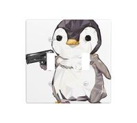 ZhaoYuGoods Plaque murale imprimée pingouin de dessin animé, double interrupteur à bascule 2 interrupteurs 11,4 cm x 11,4 cm, plaque frontale décorative en polycarbonate pour la maison et le bureau